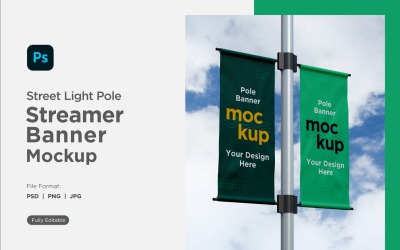Double Pole Banner Mockup Side View V 70