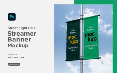 Double Pole Banner Mockup Side View V 74