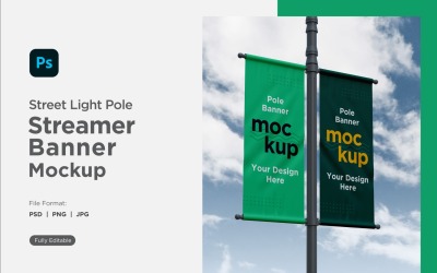Double Pole Banner Mockup Side View V 78