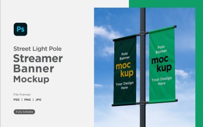 Double Pole Banner Mockup Side View V 82