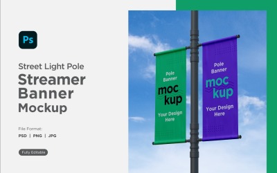 Double Pole Banner Mockup Side View V 90