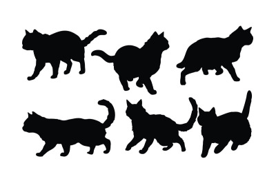 Gato casero en diferentes posiciones vector
