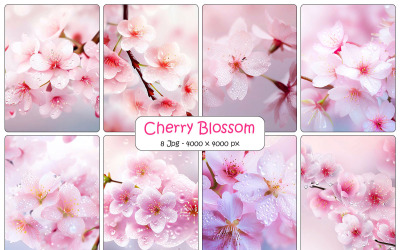 Körsbärsblomsgren med rosa sakurablomma och japanska körsbärsblommor