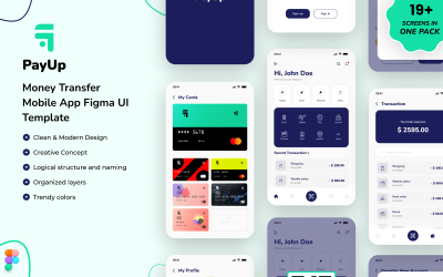 PayUp - Modello di interfaccia utente Figma dell&amp;#39;app per dispositivi mobili per trasferimento di denaro