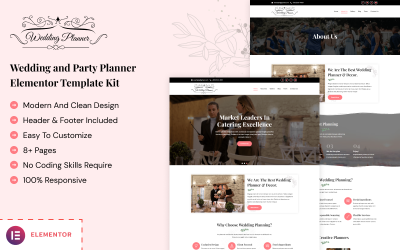 Planificador de bodas - Kit de plantilla Elementor para planificador de bodas y fiestas