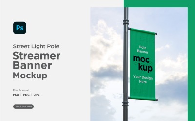 Pole Banner Mockup Side View V 52