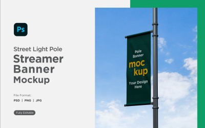 Pole Banner Mockup Side View V 56