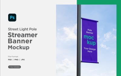 Pole Banner Mockup Side View V 60