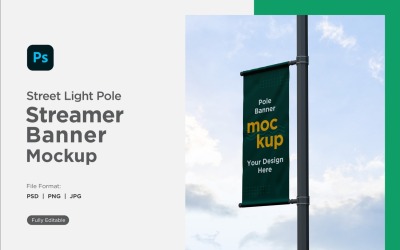 Pole Banner Mockup Side View V 80