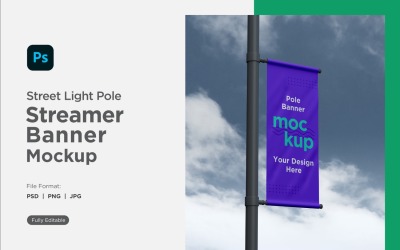Pole Banner Mockup Side View V 84