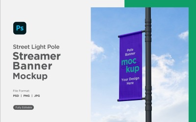 Pole Banner Mockup Side View V 88
