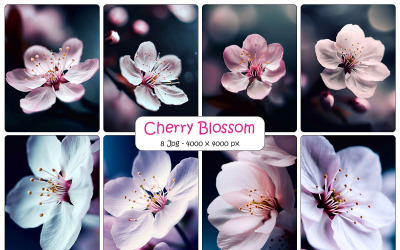 Realistischer Sakura-Kirschblütenzweig mit rosa Blumenhintergrund