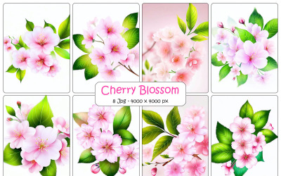 Realistisk körsbärsblombakgrund, rosa sakura gren med rosa blommor och kronblad