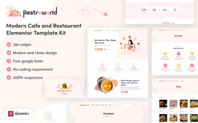 Restro World - Kit de modèles d&amp;#39;éléments de café et de restaurant modernes