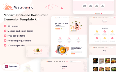 Restro World - 现代咖啡馆和餐厅 Elementor 模板套件