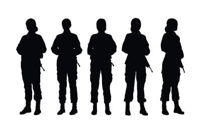 Silhouette d&amp;#39;infanterie femme set vector