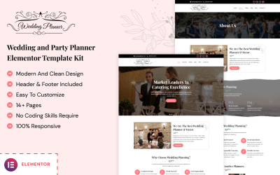 Wedding Planner - Kit modello Elementor per organizzatori di matrimoni e feste
