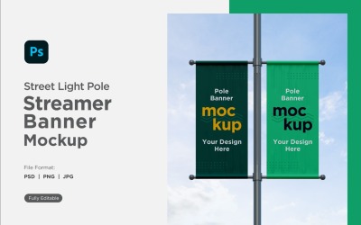 Double Pole Banner Mockup Front View V 97