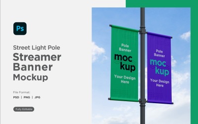 Double Pole Banner Mockup Side View V 100