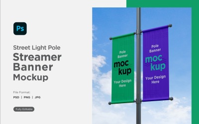 Double Pole Banner Mockup Side View V 98