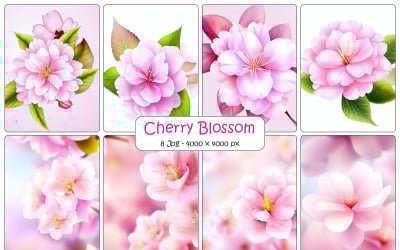 Fondo de rama de flor de cerezo rosa y hermoso papel digital de flores de sakura