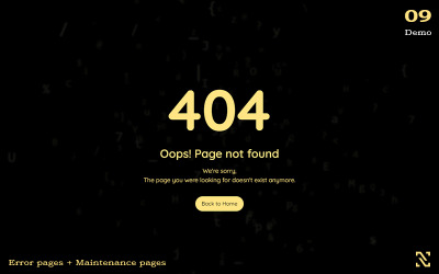 Nimbus - 404 chybové stránky + stránky údržby