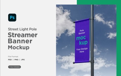 Pole Banner Mockup Side View V 96