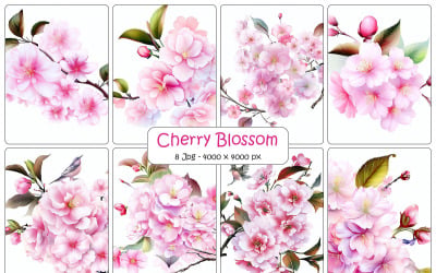 Realistické třešňový květ pozadí, krásné japonské sakura větev růžové květy
