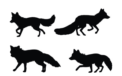 Renards marchant silhouette set vector