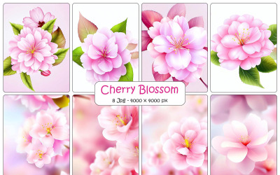 Rosa Kirschblütenzweig-Hintergrund und wunderschöne Sakura-Blumen auf digitalem Papier
