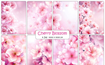 Rosa sakura körsbärsblommor bakgrund och digitalt papper