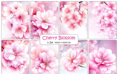 Вишневий цвіт гілки фон і красиві рожеві квіти сакури цифровий папір