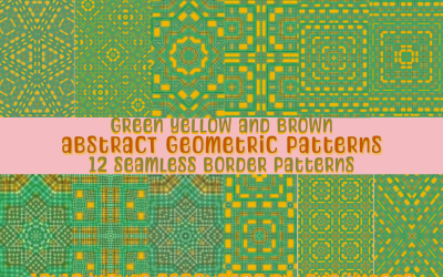 Green Yellow Brown Abstract Geometric Seamless Patterns