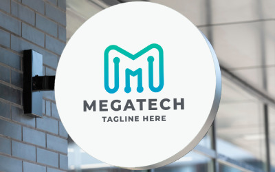Mega Tech Harf M Pro Logo Şablonu