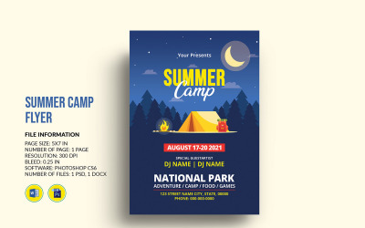 Summer Camp Invitation Flyer Ms word and Photoshop Template