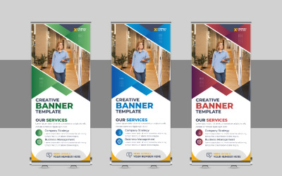 Business Roll Up Banner, X Banner, Standee, Pull Up Design per società pubblicitarie