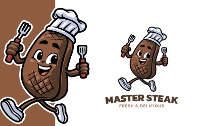 Master Steak Mascot Logo Template