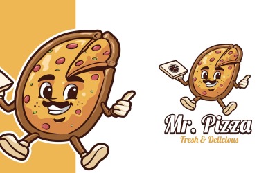 Mr Pizza Mascot Logo Template