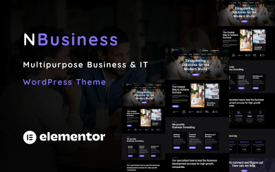 Nbusiness - Tema de WordPress de una página para solución empresarial y de TI multipropósito
