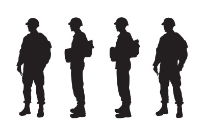 Army soldiers silhouette set vector