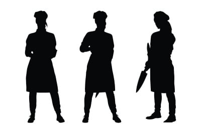 Butcher girl silhouette set vector