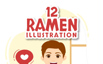 12 Illustration de la nourriture japonaise Ramen