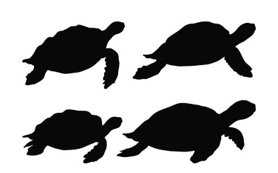 Schildkröte schwimmt in verschiedenen Positionen