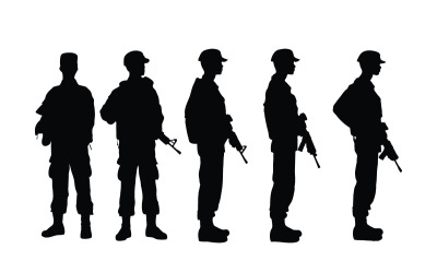 Silhouette de soldats d&amp;#39;infanterie set vector