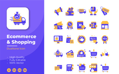 Ícone Duotone de Comércio Eletrônico e Compras