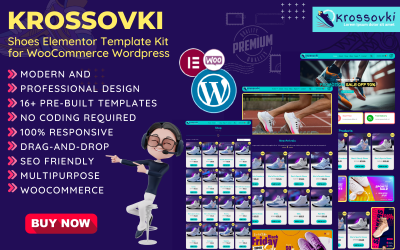 Krossovki - Tênis de corrida, loja de esportes Woocommerce Elementor template kit