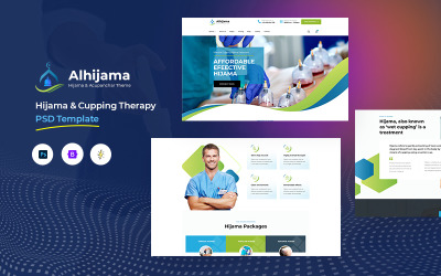 Alhijama - Hijama en Cupping-therapie PSD-sjabloon