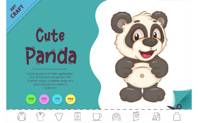 Cute Cartoon Panda. Clipart.