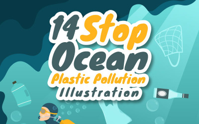 14 detener la contaminación plástica del océano ilustración