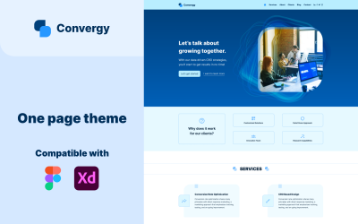 Modello di sito Web di una pagina Convergy - Figma e XD